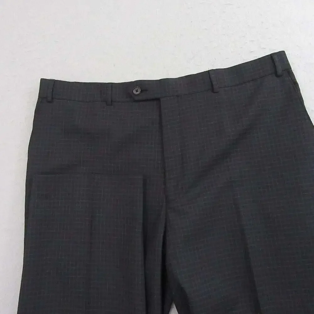 Murano Collezioni Men's 2-Piece Suit 44L Slim Fit Black Check Wool